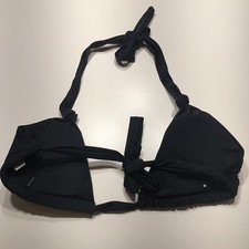 Solid Black Triangle Bikini Top Tie Halter Neck Beachwear Womens Size Medium