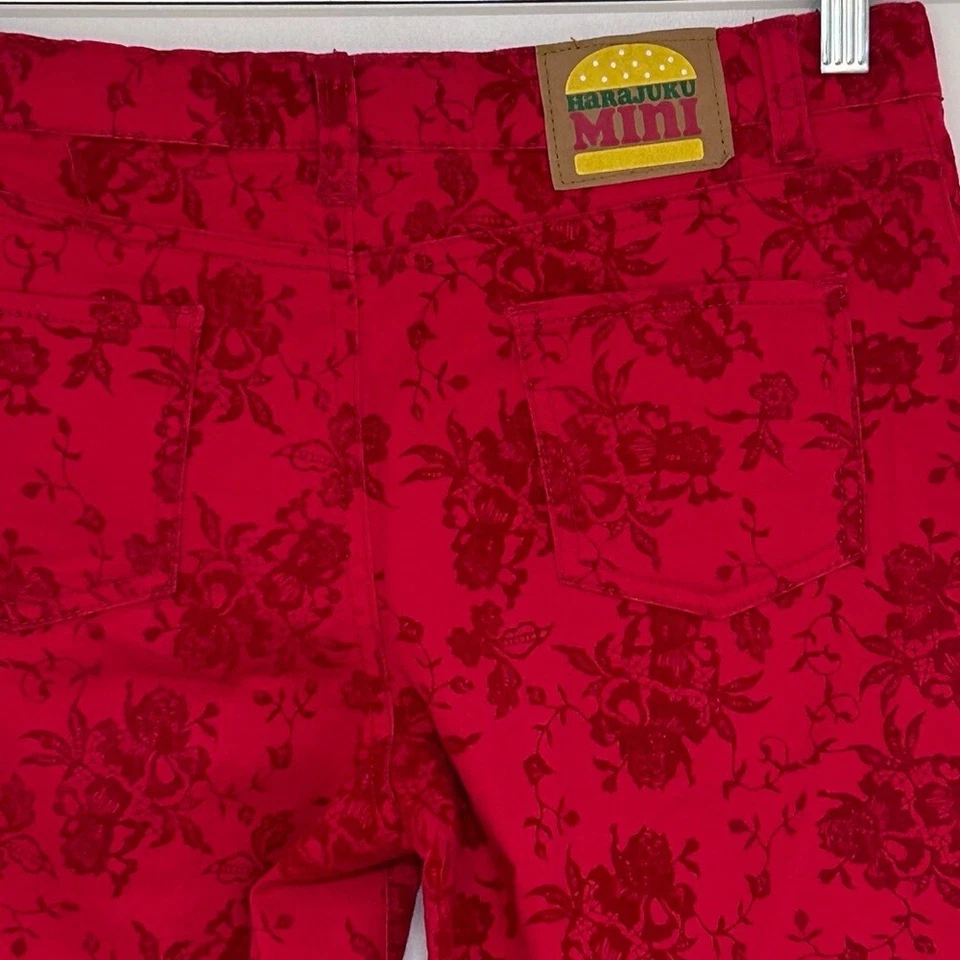 Mini Harajuku para Target Niñas Pantalón Rojo con Terciopelo Floral Jeans Talla XL 14/16 Foto 4 de 4