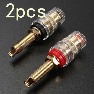 2 Pcs Audio Speaker Binding Post Long Thread Terminal Banana Plug Gold Plated