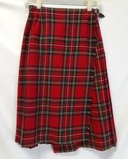 Vintage ASTON Plaid Tartan Skirt 100 Wool Made In SCOTLAND S-8 L-25 A-Line Wrap