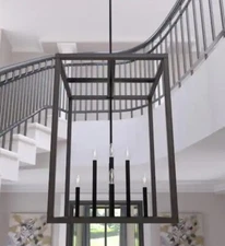 Hunter Lighting Squire Manor Large 8-Light Matte Black Pendant Chandelier Light