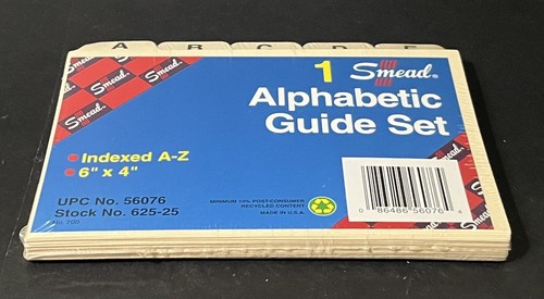 Smead Alphabetic Guide Set Indexed A-Z 6” X 4” Manila Cards #56076 - Picture 2 of 4