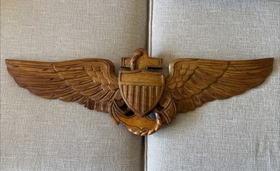 Carved US Navy Flight Officer (NFO) Wall Plaque 30 X 9.5 Inches