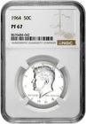 1964 50c Silver Proof Kennedy Half Dollar NGC Graded PF 67 with New Holder