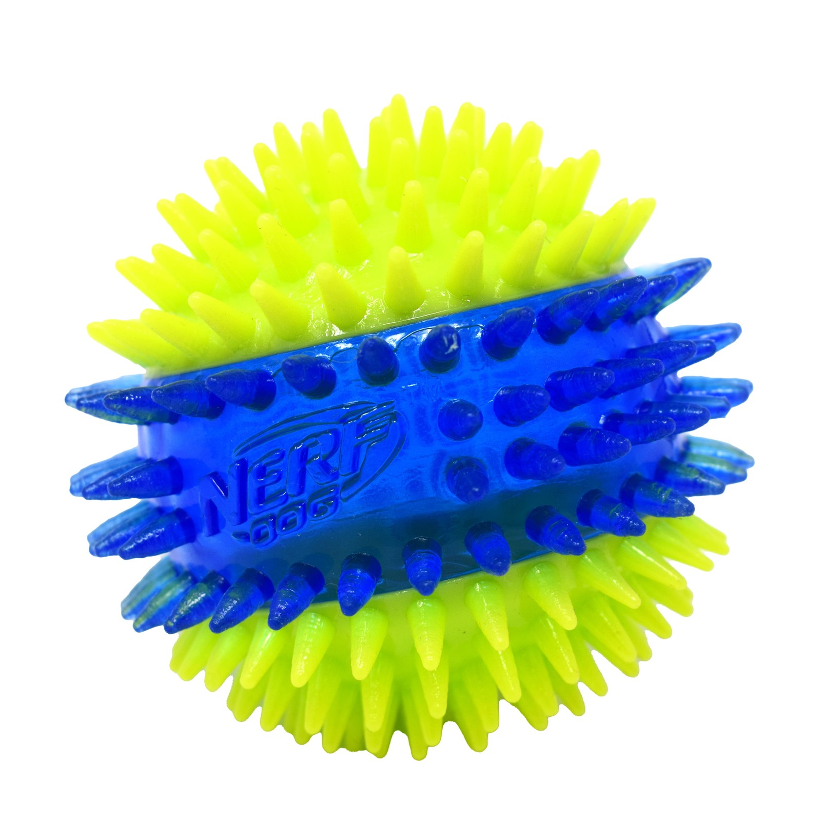 Nerf Dog LED Light Up Dental Spikes Squeak Ball Dog Toy, 2.7