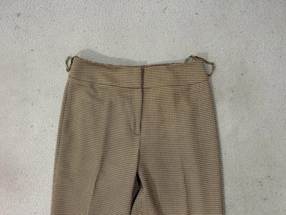 Pantalones AK Anne Klein para mujer 8P Petite marrón tweed lana plisados puños cremallera lateral Foto 2 de 4