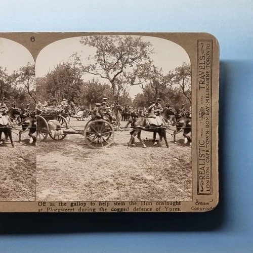WW1 Military 3D Stereoview C1916 Real Photo Ypres Belgium Royal Field Artillery