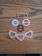 7 Vintage Belt Buckles. One Metal, Six Plastic. From Between 1970s And 1980s