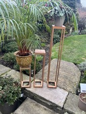 Set of 3 Bespoke Welded Solid Copper Plant Stands Heavy Duty