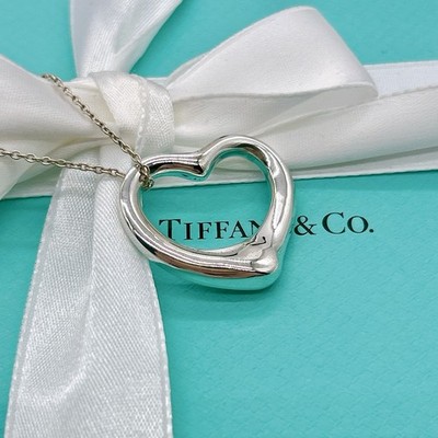 Tiffany & Co. Elsa Peretti LARGE 27mm Open Heart Pendant Necklace Vintage 17''