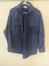 Vintage 80s 90s Private Property USA Made Chamois Flannel Shirt Size Small Blue