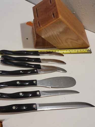 Cutco Black Handle Knife Set w Oak Block 7 Knives - Picture 4 of 9