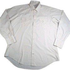 Vintage Sheplers Western Shirt Men's 16.5 37 Tall White Pearl Snap Cowboy Rodeo