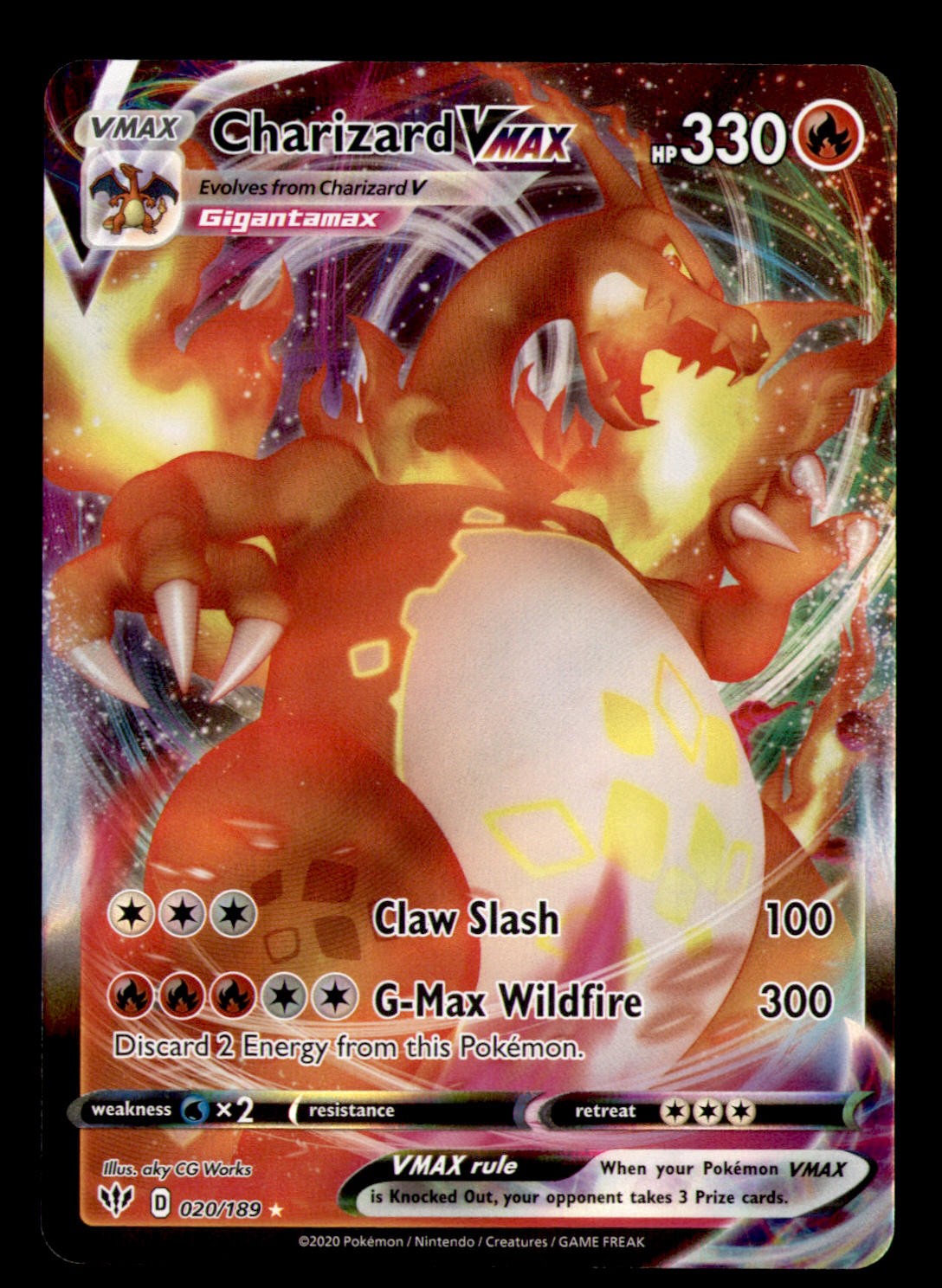 Charizard VMAX SWSH03: Darkness Ablaze Ultra Rare, Holo 020/189