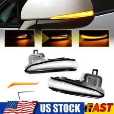 2x Sequential Side LED Mirror Turn Signal Clear Lights For Toyota Rav4 2019-2023
