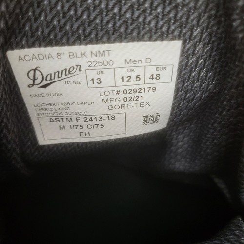 Danner Acadia Men's Size 13 D Composite Toe Tactical Boots 22500 Black Goretex - Picture 16 of 16