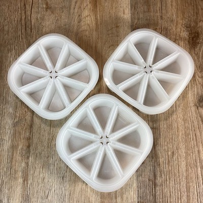 Vtg Tupperware 3 Stackable Ice Cube Trays, Ice Wedge Trays 1468 Camper Dorm
