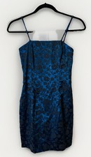 VTG Jessica McClintock Gunne Sax Blue Floral Special Occasion Dress Size 3 Goth