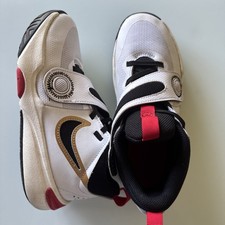 Nike Team Hustle D 11 Basketball Shoes Youth 2.5 White Gold Tennis DV8994-104