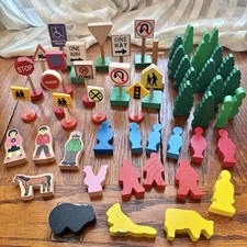 Lot Of 50 Thomas/Brio Wooden Train Telephone Poles, Signs,  Figures