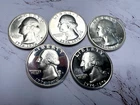 (Lot of 5) 1976-S Washington 40% SILVER Quarters, Bicentennial Coins in capsules