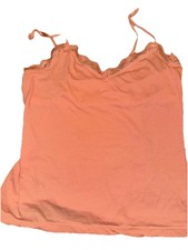 VTG Victoria's Secret Angels Y2K lace trim cami Peach L Cotton/span Upper Lined