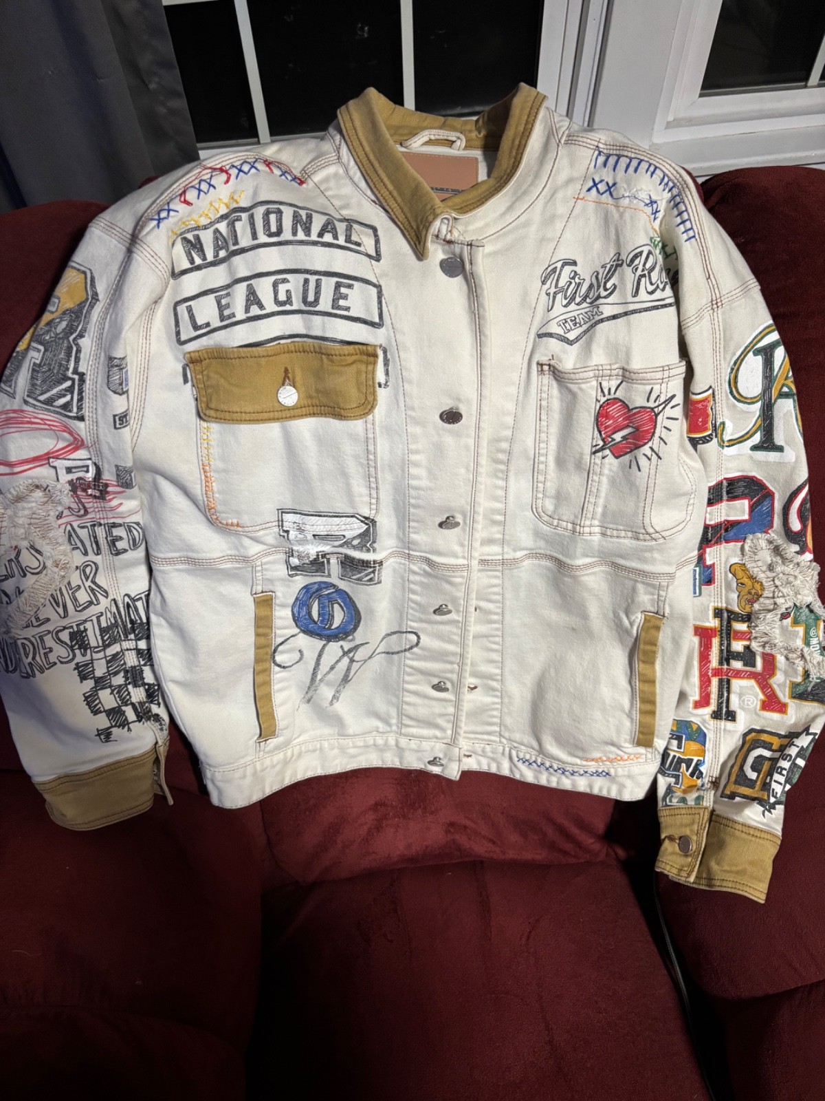 First Row Varsity Jacket 3x patchwork - image 1