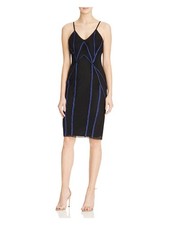 GUESS Womens Black Spaghetti Strap V Neck Below The Knee Body Con Dress 6