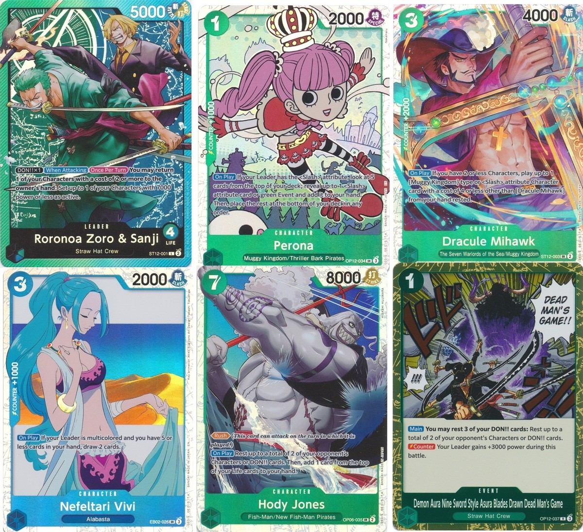 Green/Blue Zoro & Sanji Deck - Dracule Mihawk - Vivi - Perona