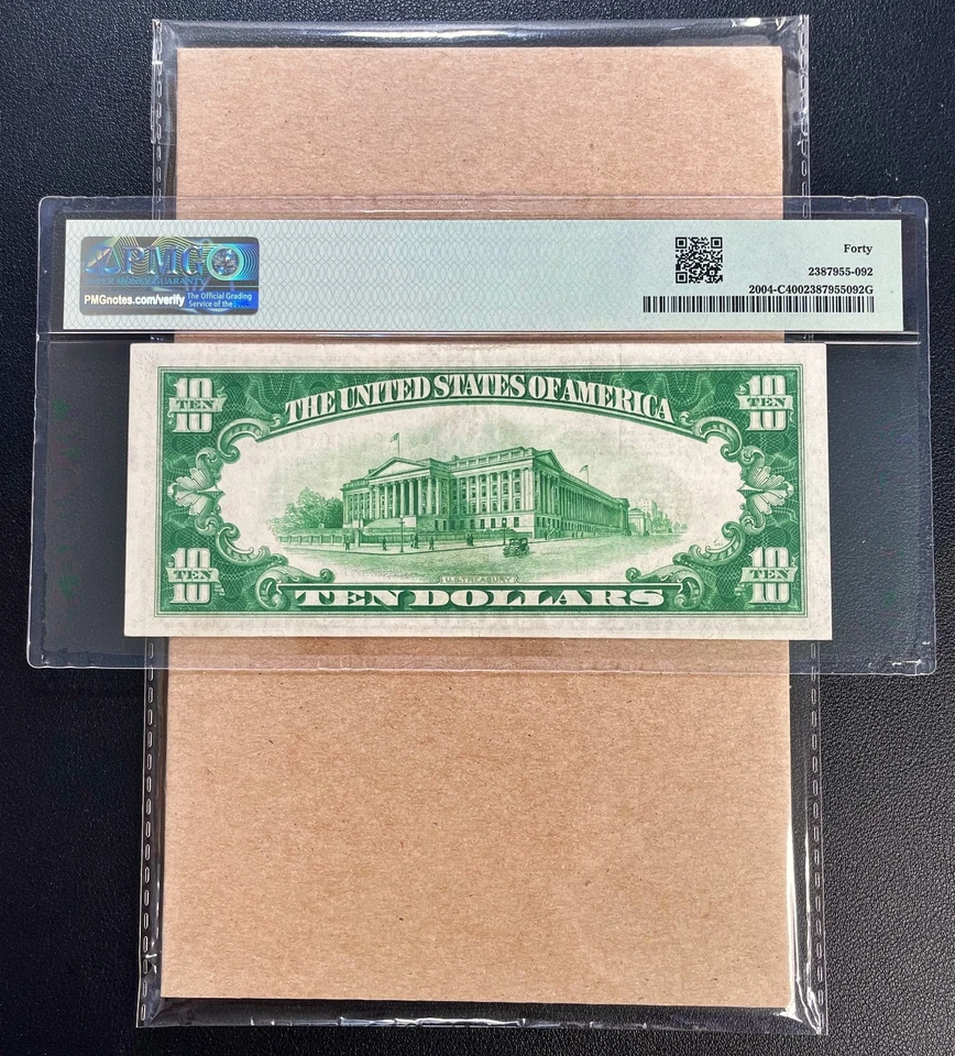 Fr. 2004-C 1934 $10 Federal Reserve Note PHILADELPHIA "Light Green Seal" PMG 40 - Image 2 of 2