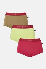 British Boxers Womens Soft Cotton Rosehip Hipster Boxer Briefs 3 Pack Save 50%