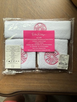 Lilly Pulitzer GWP Wristband Headband Set Resort White Pink Logo NIP 012696