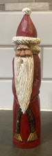 Hand Carved Painted Wood Santa Claus Old World Folk Art Signed by Artist