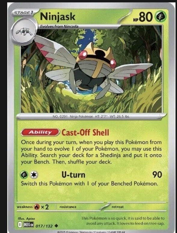 Ninjask 017/132 - Mega Evolution Reverse Holo - NM