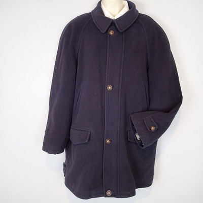 rare vtg burberrys navy blue coat wool cashmere blend zip buttons
