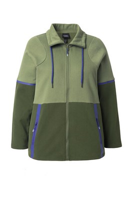 Ulla Popken Damen große Größen Sweatjacke zweifarbig Stehkragen