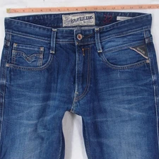 Mens Replay M914 ANBASS Slim Tapered Blue Jeans W31 W32 L30