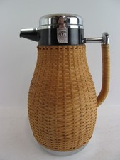 Vintage Corning Designs Wicker Wood Plastic Coffee/Tea Carafe Japan 28cm Tall