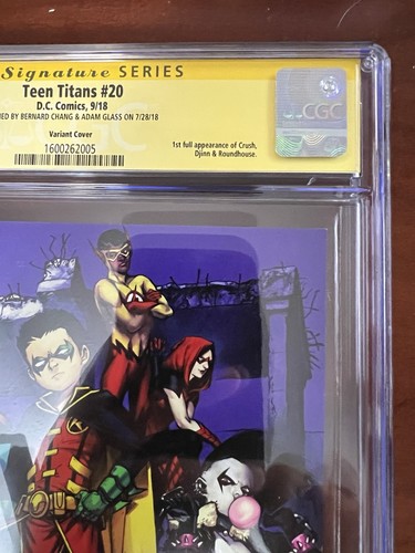 Teen Titans #20 CGC 9.6 firmato da Bernard Chang & Adam Glass 1° App di Crush - Foto 4 di 22