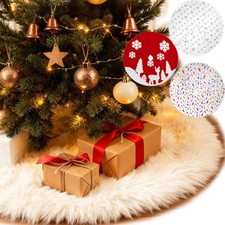 36''/48" Christmas Sequin Faux Fur Tree Skirt Thick Plush Mat Xmas Decorations