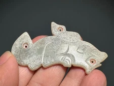 Rare Shang Dy Old Jade Carved Rabbit Design "Gua Jian" "Pei" Pendant L 6.5 CM