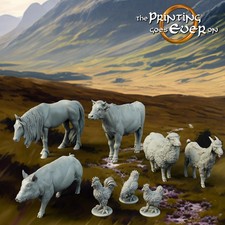 Farm Animals Set of 6 - 28mm Heroic Allies and - Resin Tabletop Miniatures