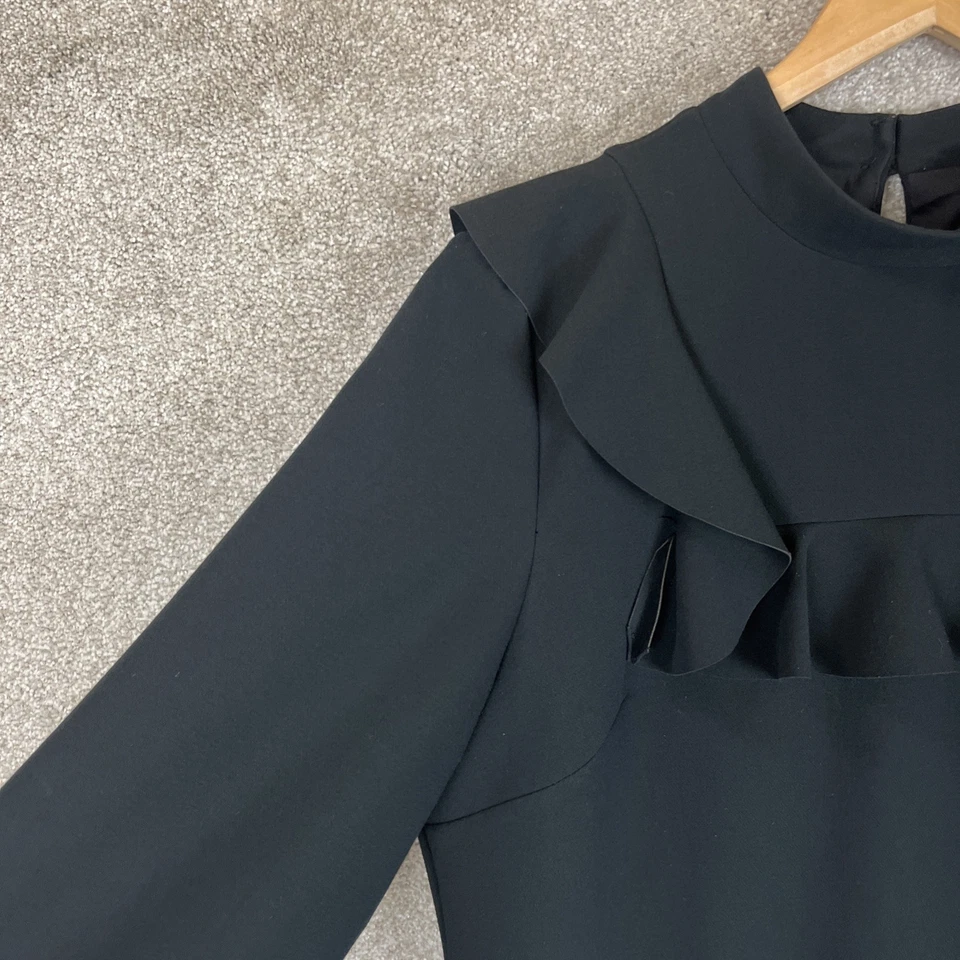 Vestido Banana Republic para mujer 14 negro manga 3/4 hasta la rodilla forrado con volantes - 3462* Foto 4 de 4