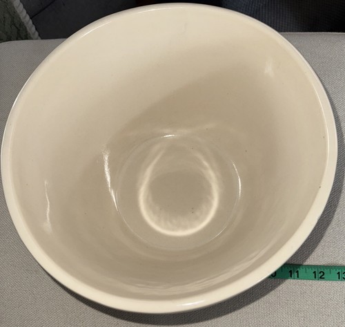 Zainesville, Ohio 10 Inch Stoneware Shoulder Bowl Mixing Blue Strips. - Picture 2 of 4