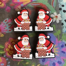 4 Pce CHRISTMAS SANTA CHIMNEY Themed Silicone Focal Beads DIY Jewelry Pens+ NEW
