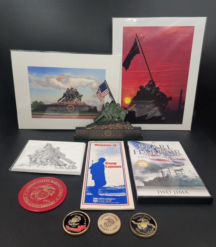 US Marine Corps & Iwo Jima Collectibles & Memorabilia Camp LeJuene Map Coins Etc