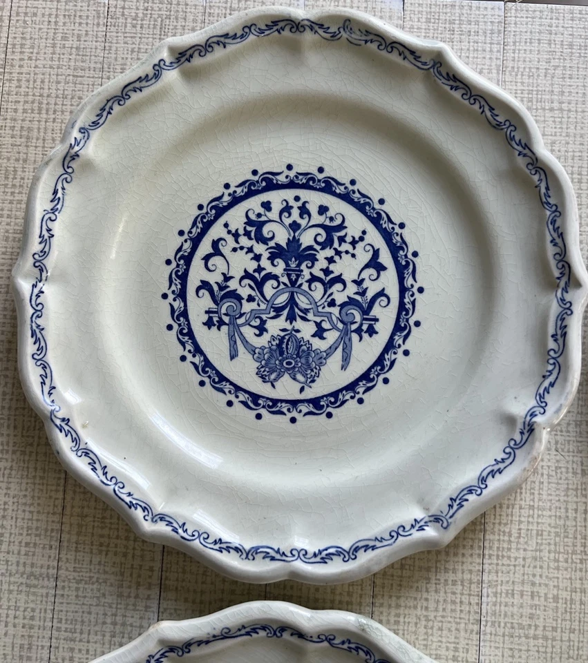 6 ASSIETTES D 23,5 cm FAIENCE DE GIEN MODELE ROUEN début XXème BLEU 1900 - Photo 3/4