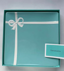 TIFFANY&Co Blue Box Plate Bone China Porcelain White Ribbon Square Plate