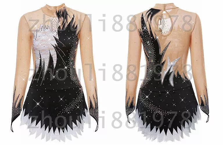 Black and white sales figure skating dress