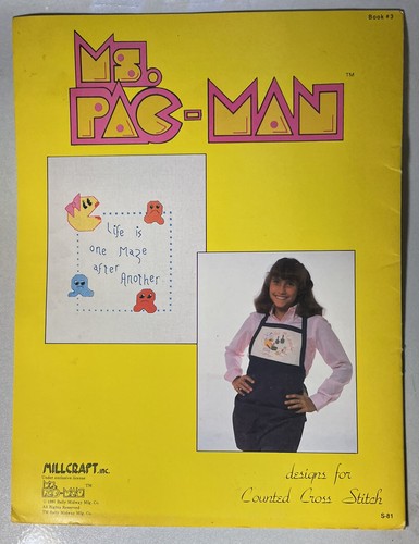 Pac-Man Millcraft Counted Cross Stitch Pattern Booklet Book #3 Arcade MS Pac-Man - Picture 2 of 5